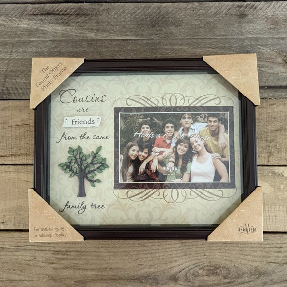 "Cousins are friends from the same family tree" wood and glass picture frame - Picture 1 of 9